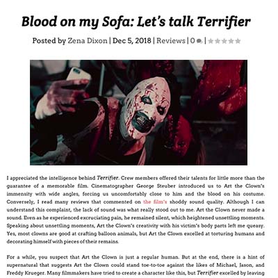 Blood on my Sofa: Let’s talk Terrifier